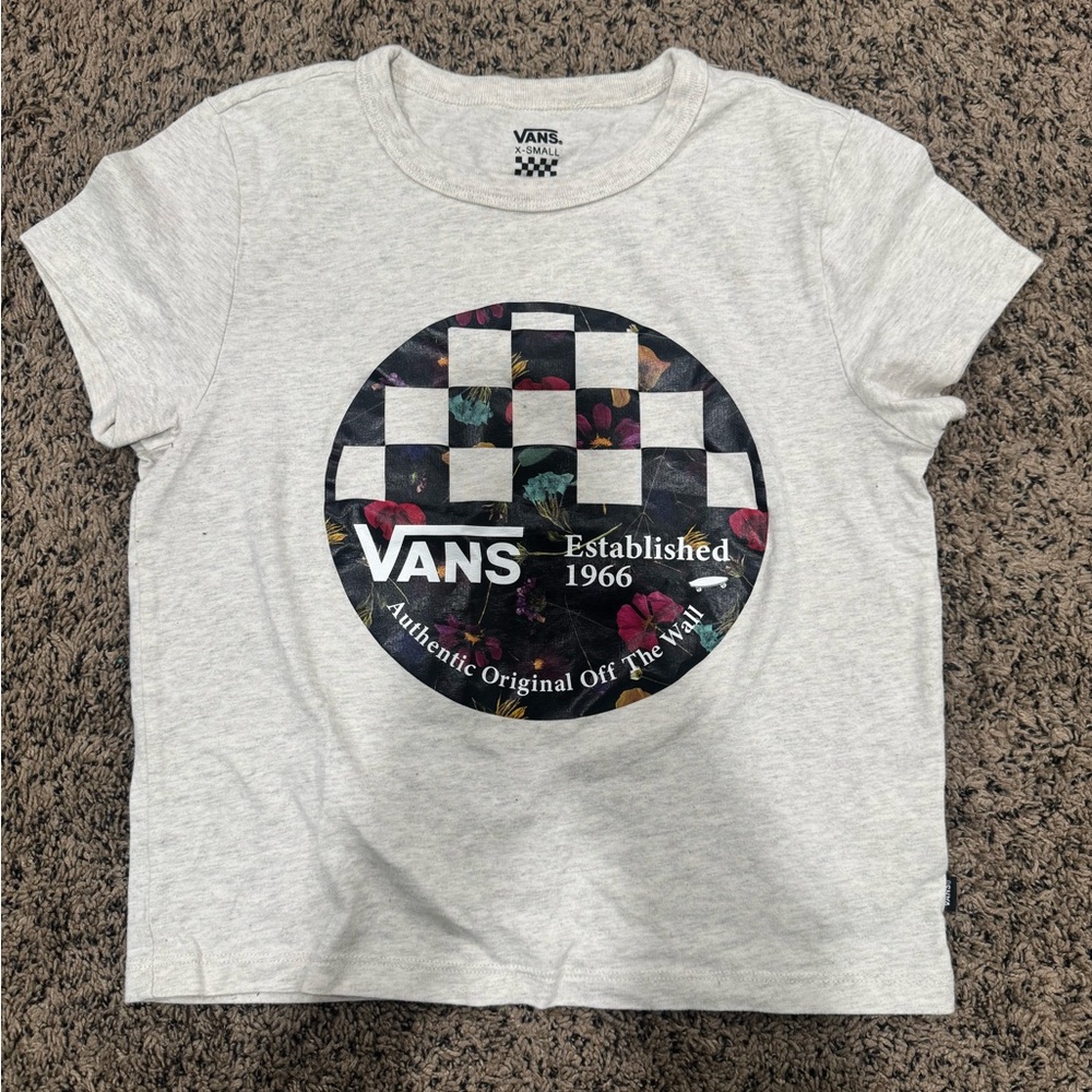 Vans Kids Light Gray Checkered Graphic Tee